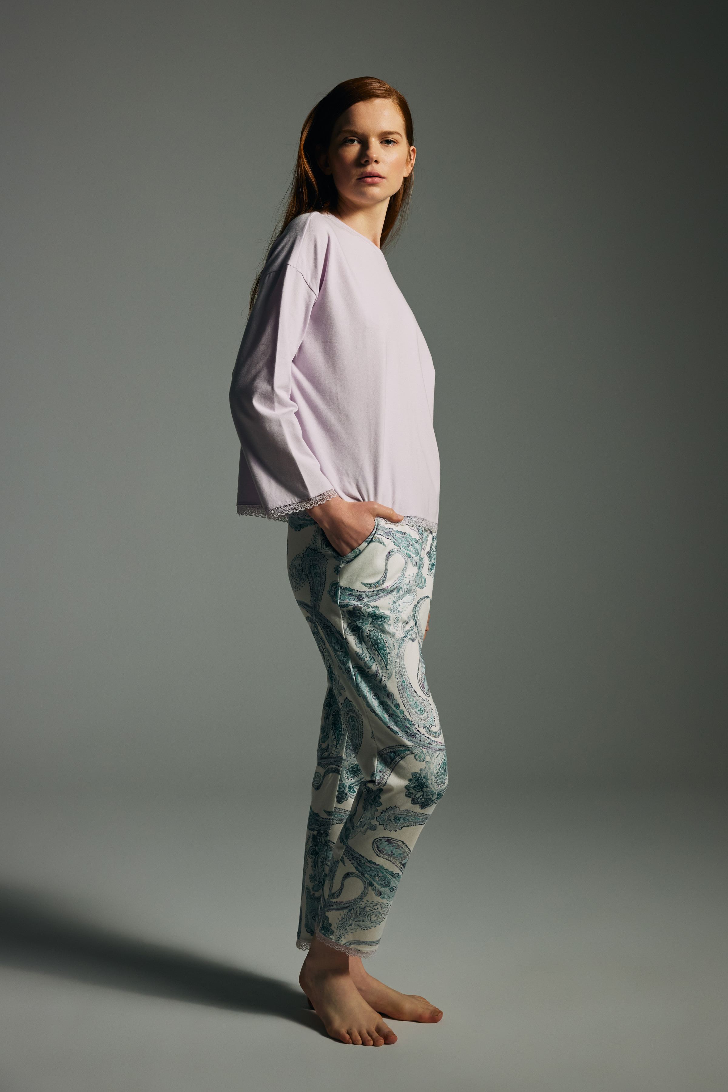 Women's Lilac Cotton Pajama Top — view 1