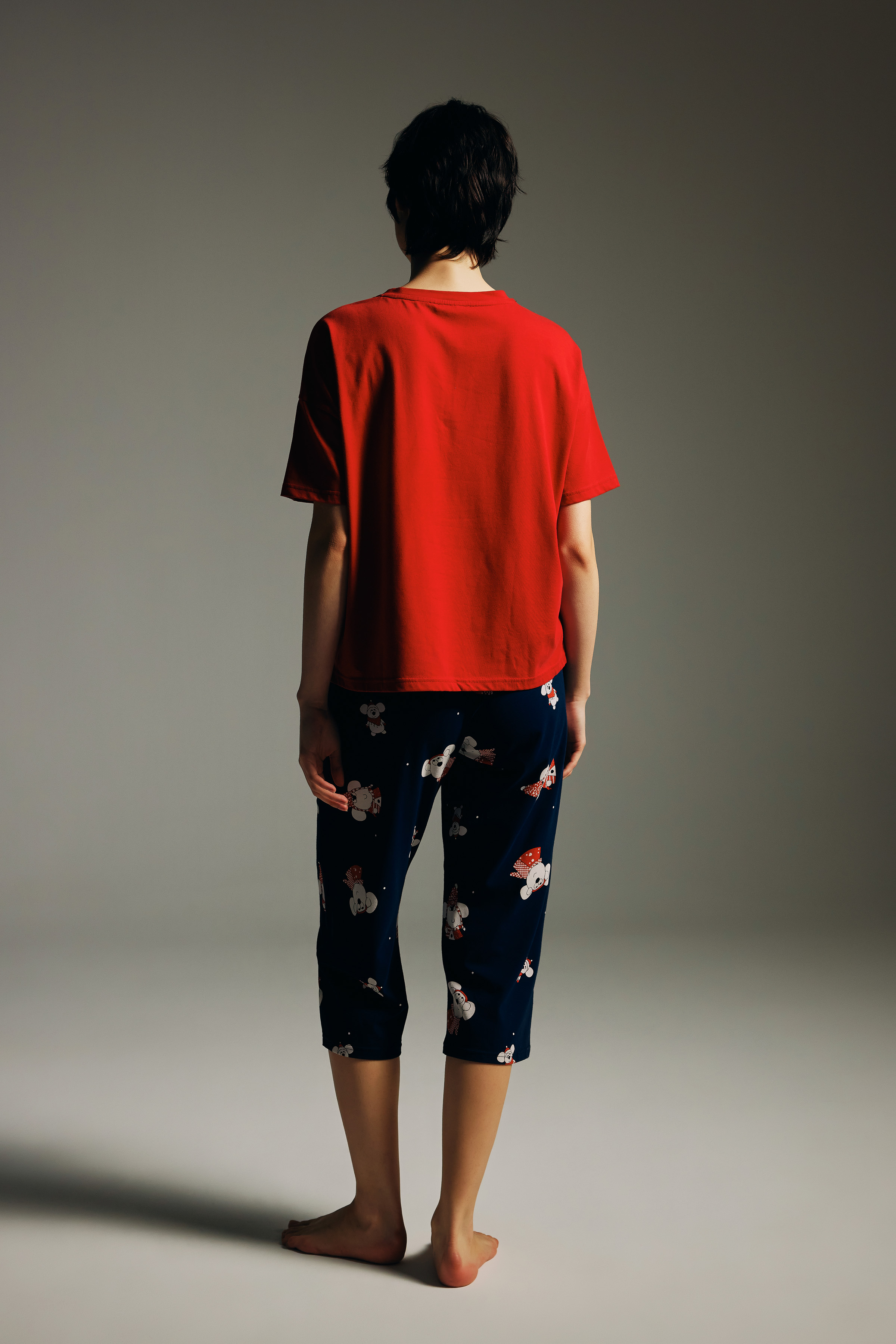 Women's Red Cotton Pajama Top — view 4