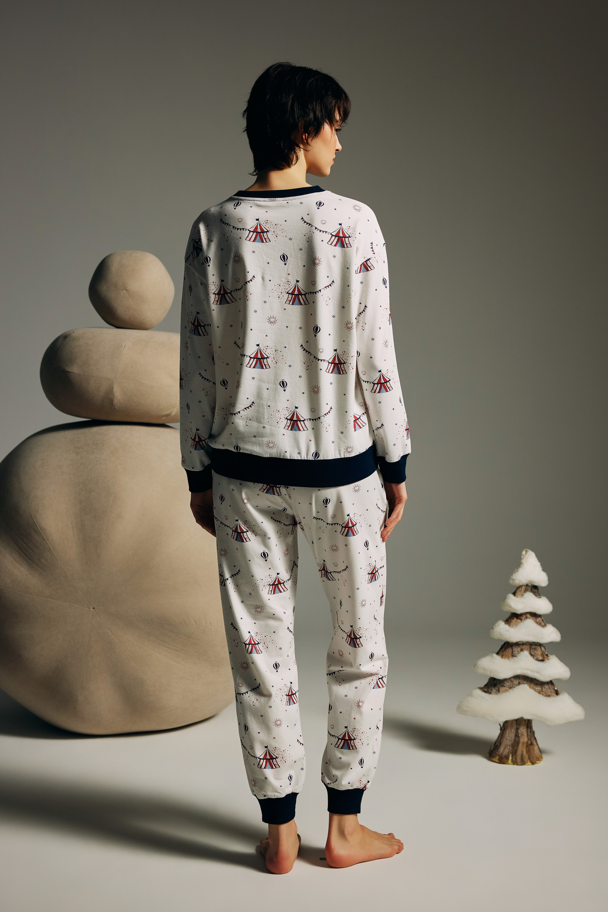 Women's Red Printed Cotton Pajama Top — view 4