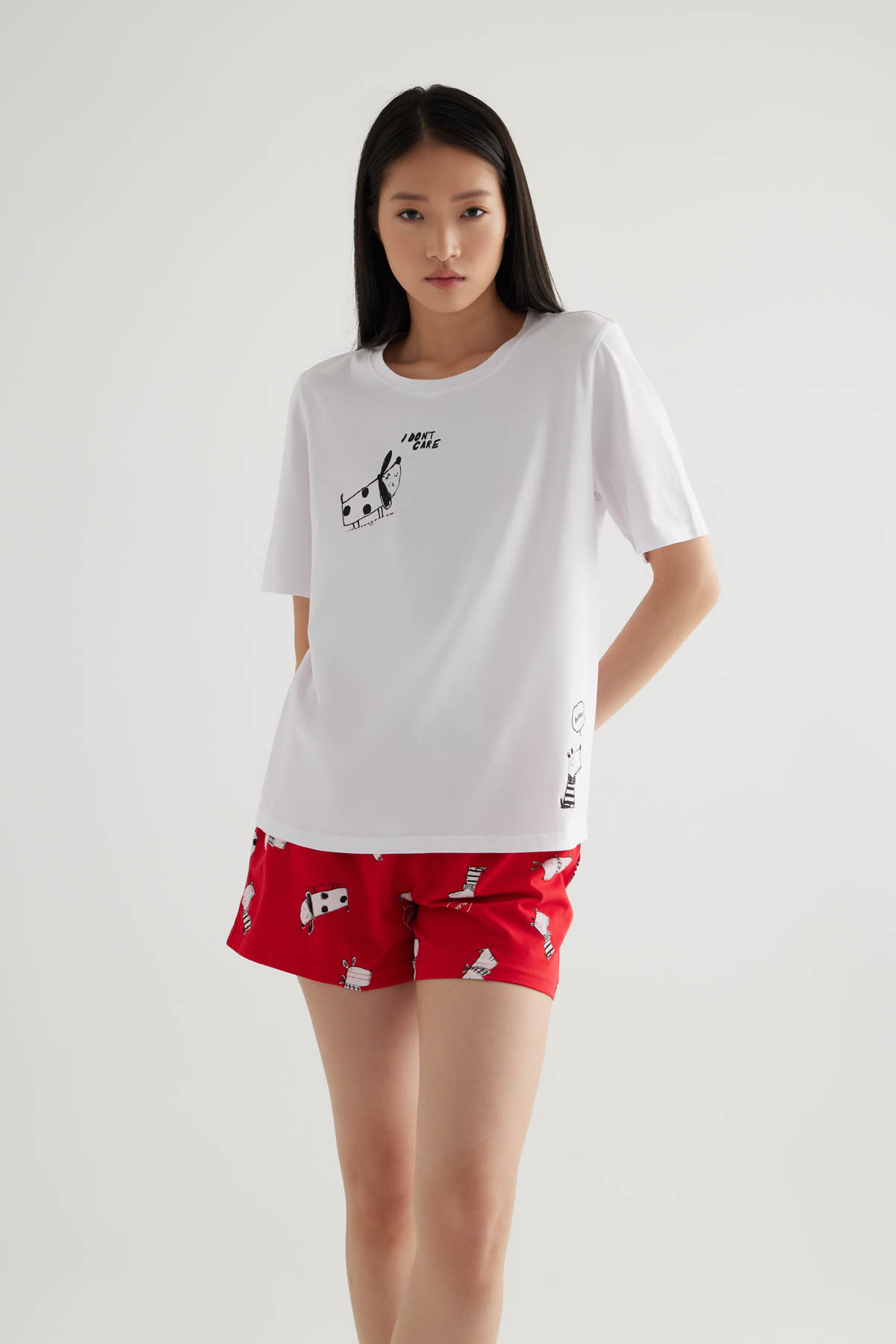 Women's White Cotton Pajama Top — view 1