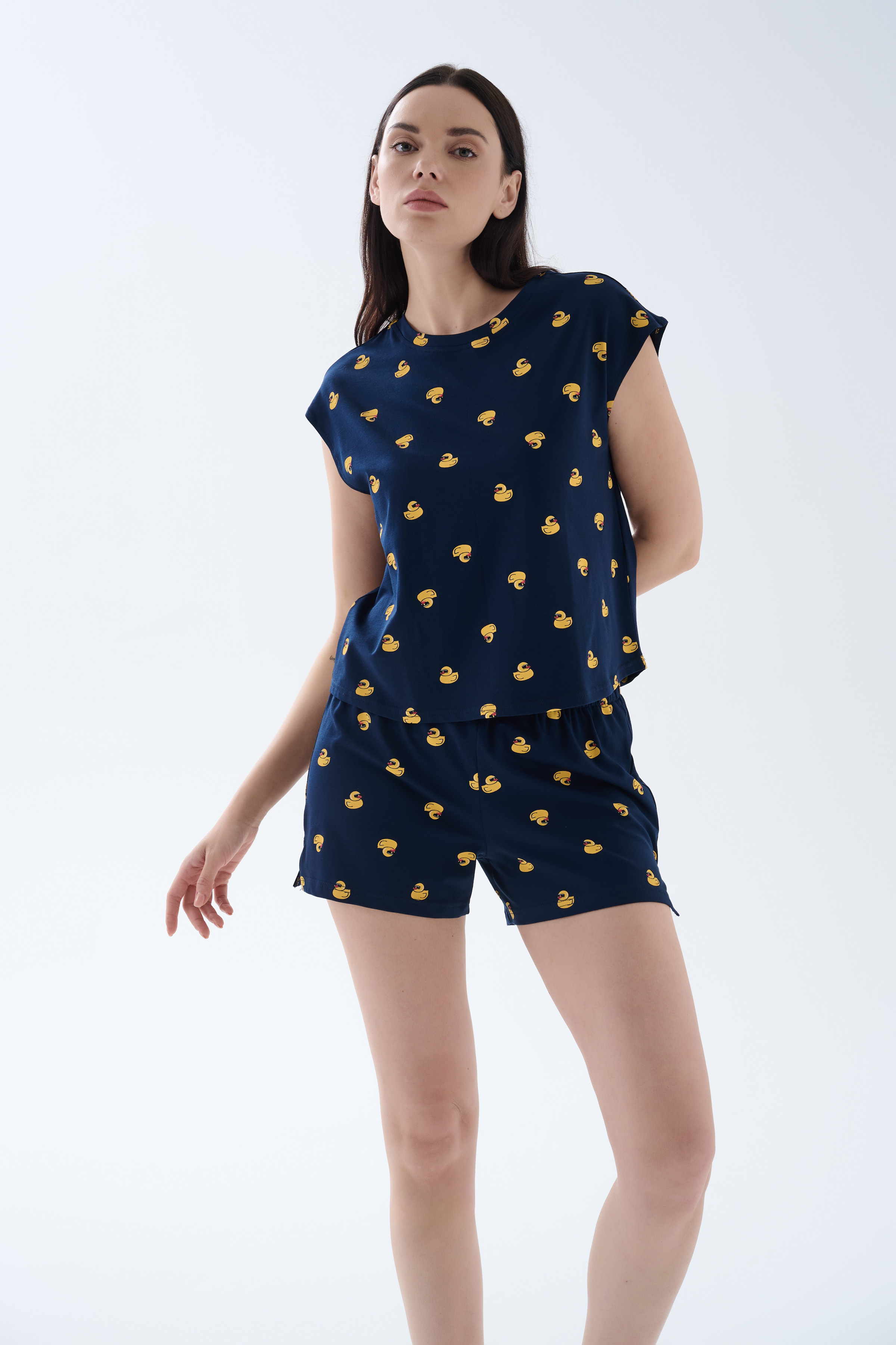 Women's Yellow Printed Cotton Pajama Top — view 3