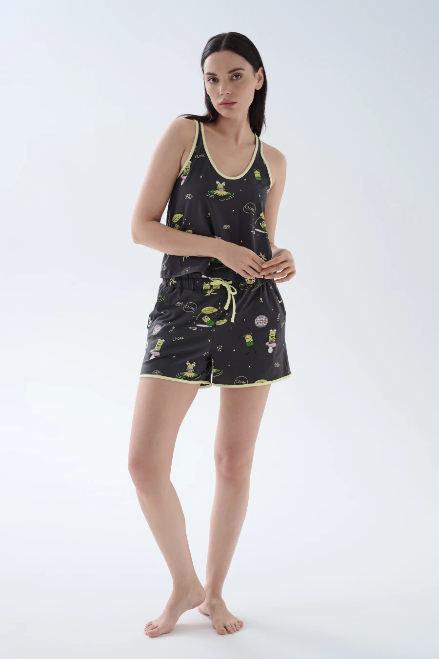 Women's Green Printed Cotton Shorts — view 2