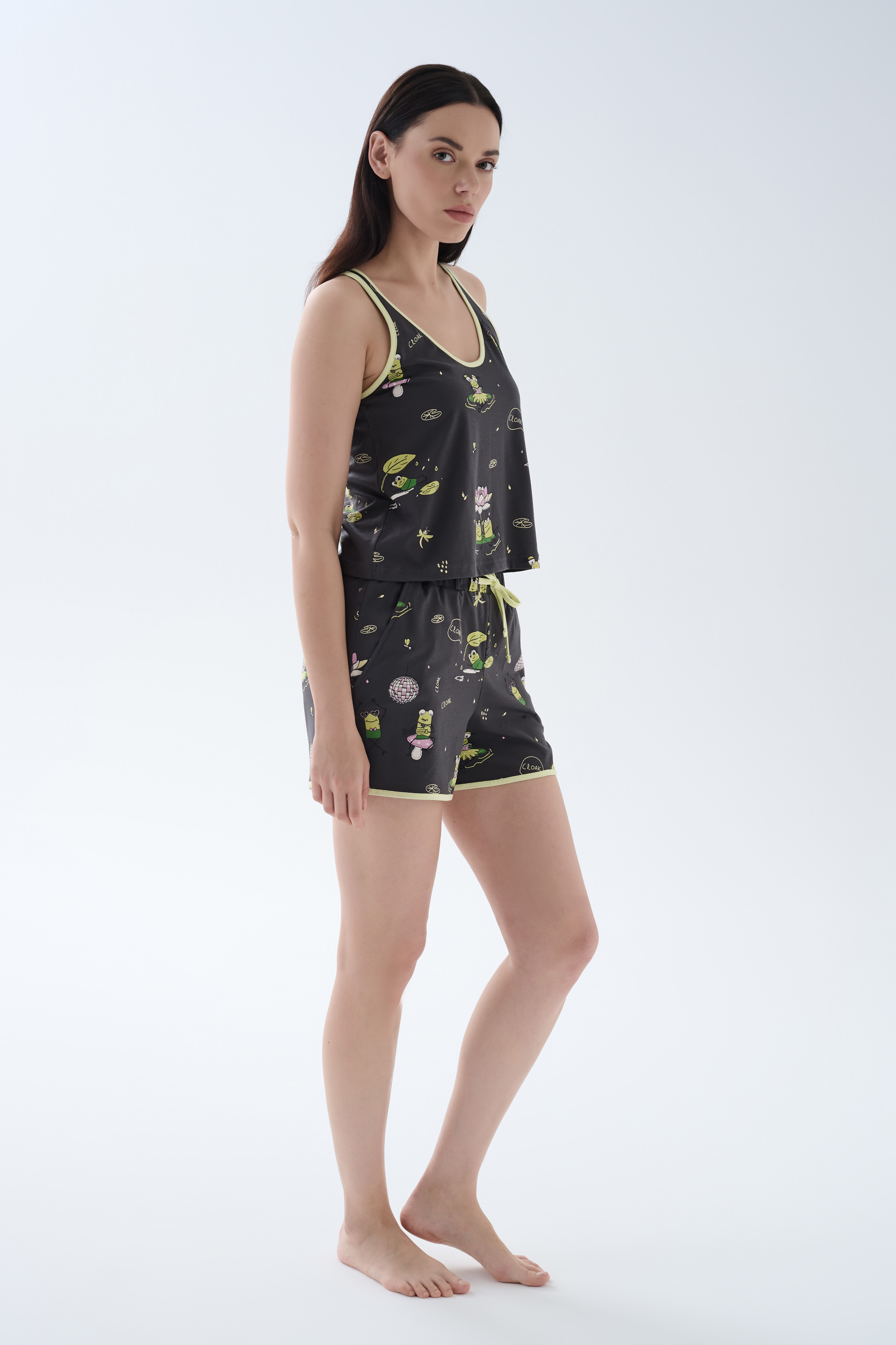 Women's Green Printed Cotton Shorts — view 3