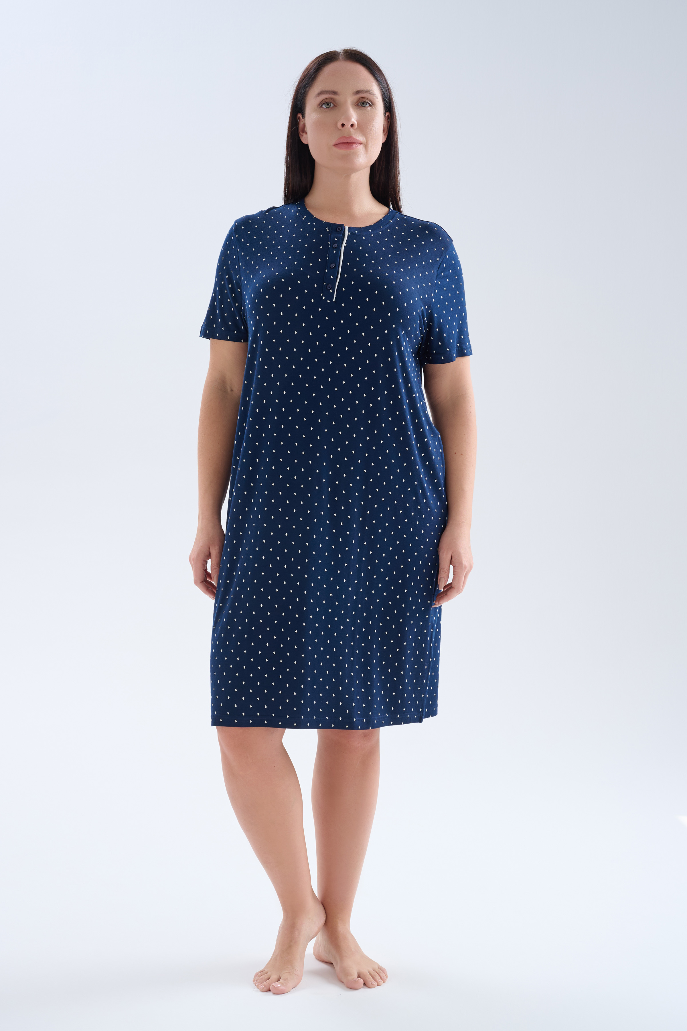 Women's Ecru Printed Viscose Nightgown — view 1