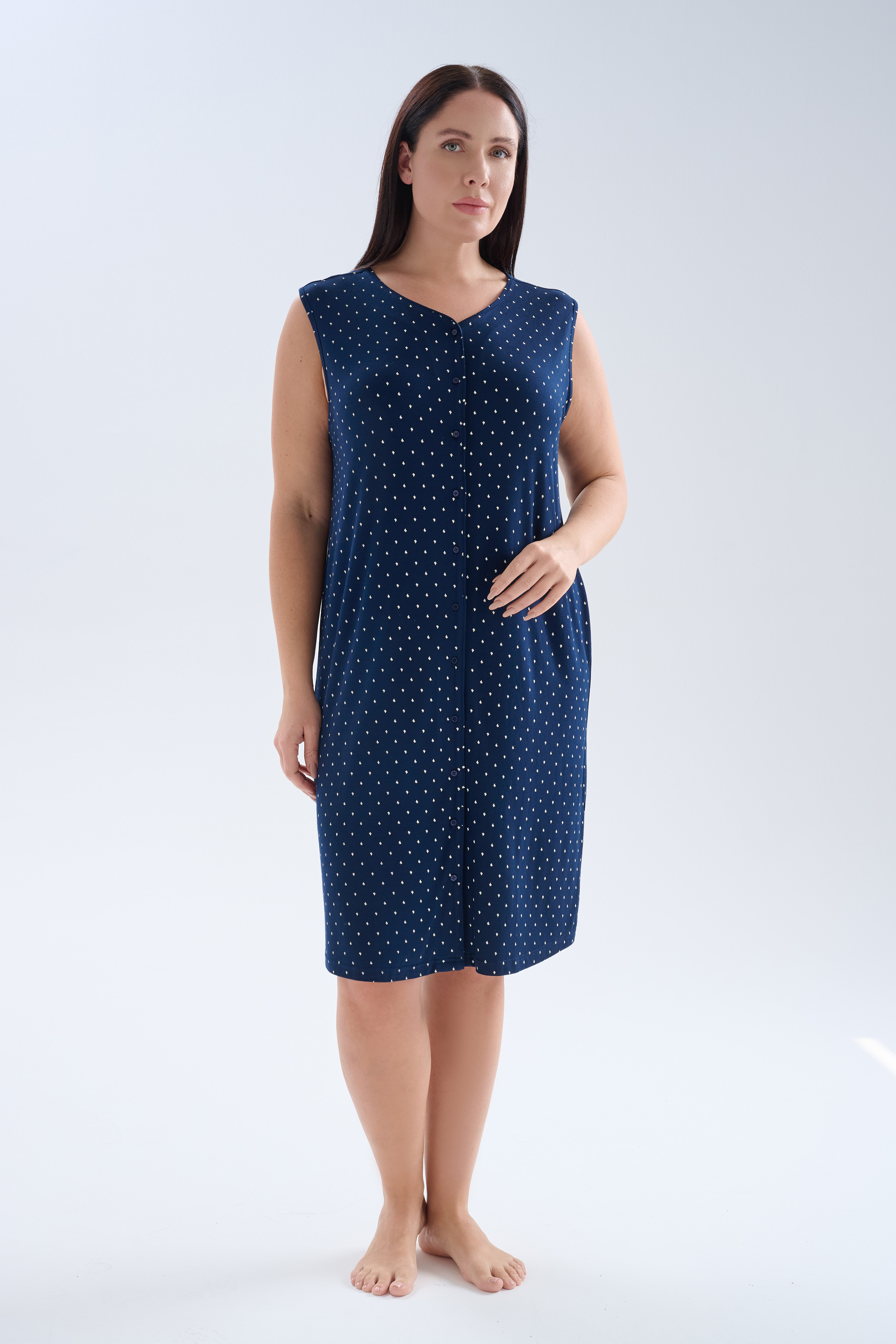 Women's Ecru Printed Viscose Nightgown — view 2