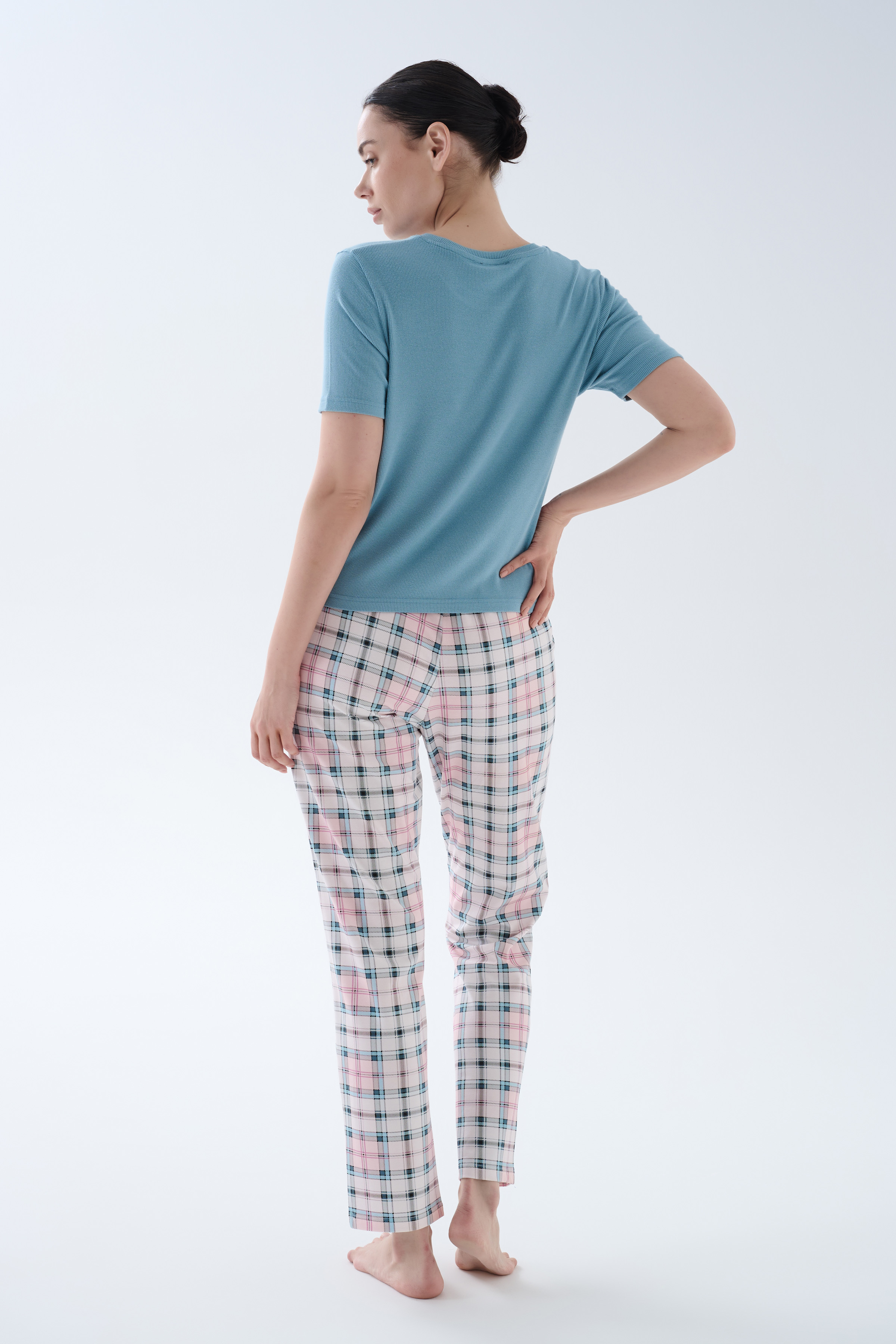 Women's Blue Cotton Pajama Set — view 1