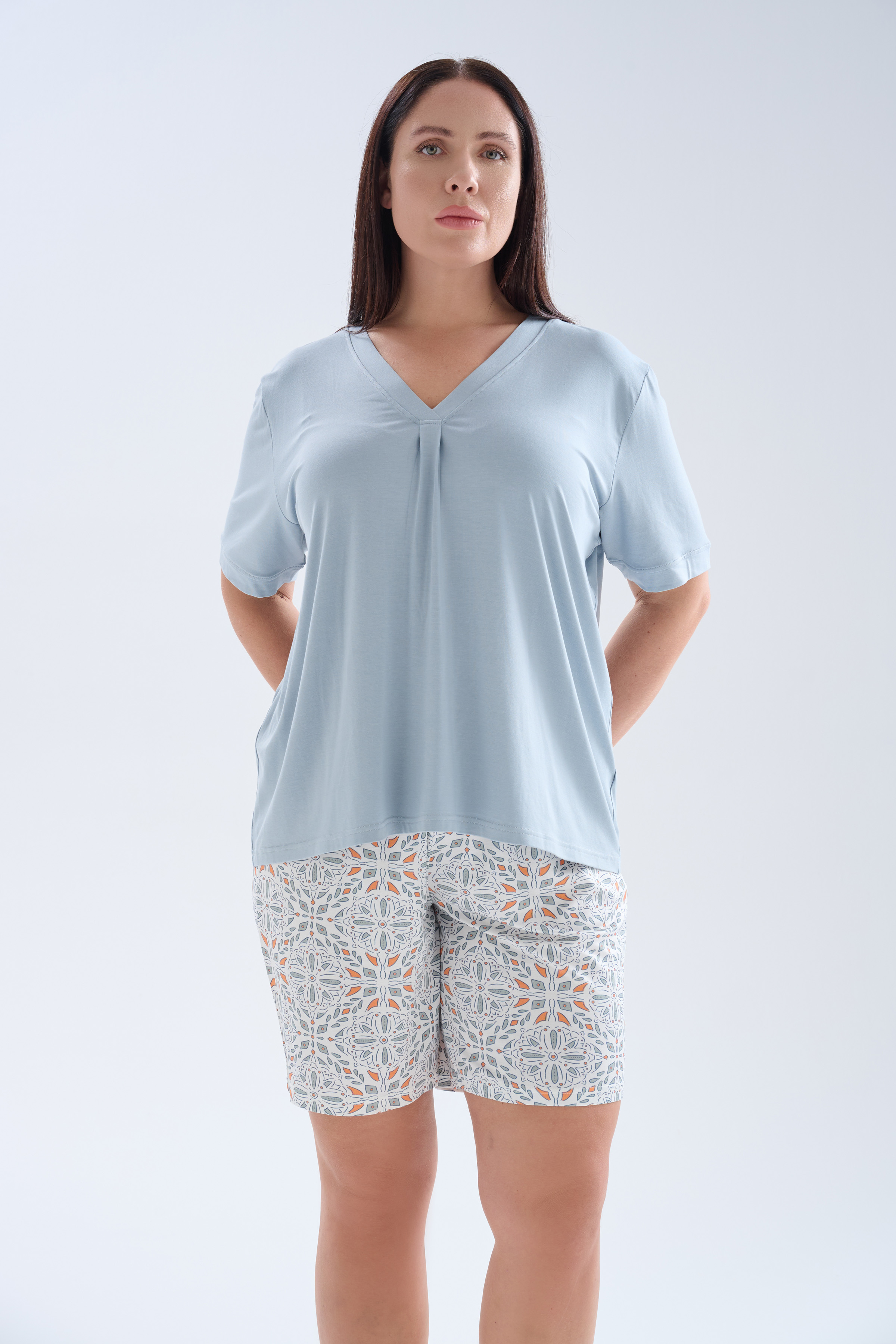 Women's Blue Viscose Pajama Set — view 2