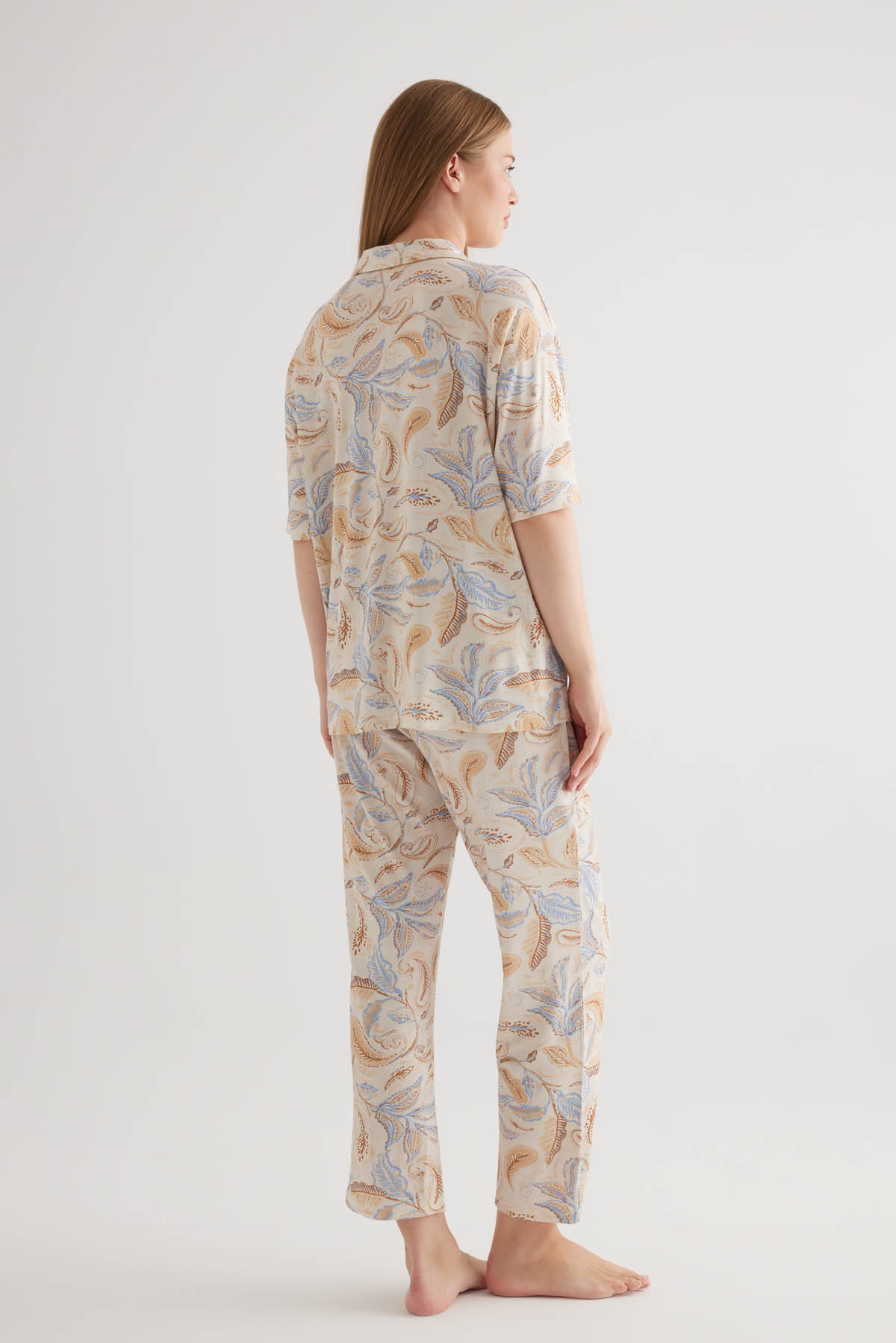 Women's Blue Printed Viscose Pajama Set — view 4