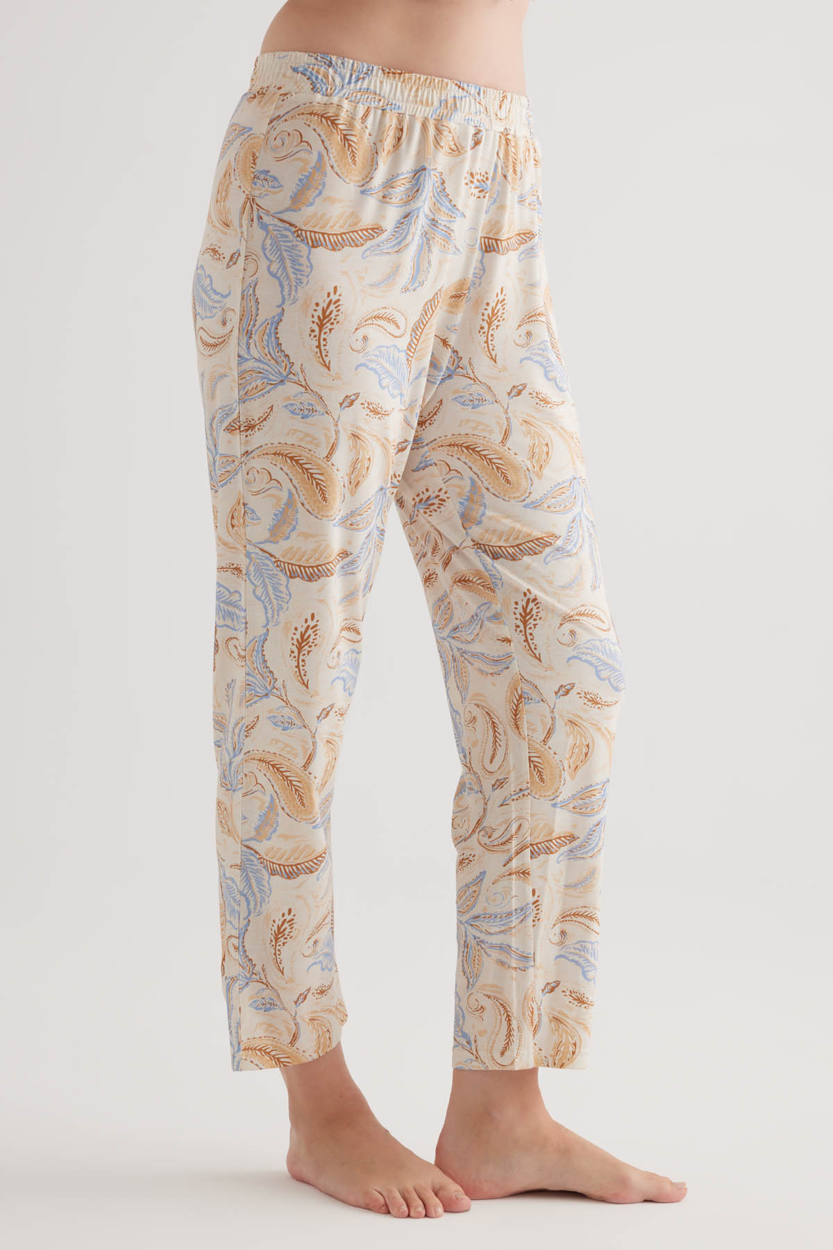 Women's Blue Printed Viscose Pajama Set — view 1
