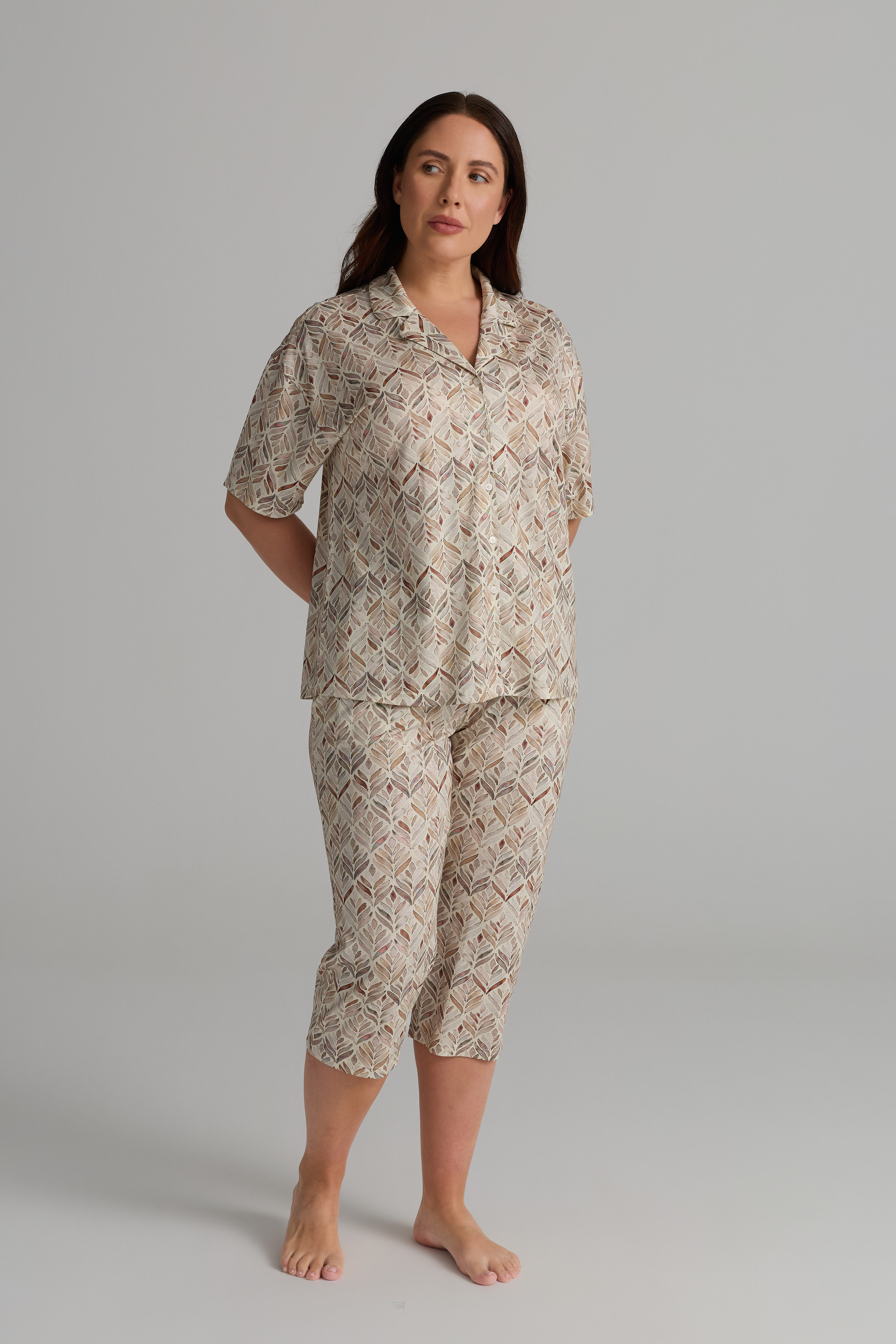 Women's Brown Printed Viscose Pajama Set — view 2