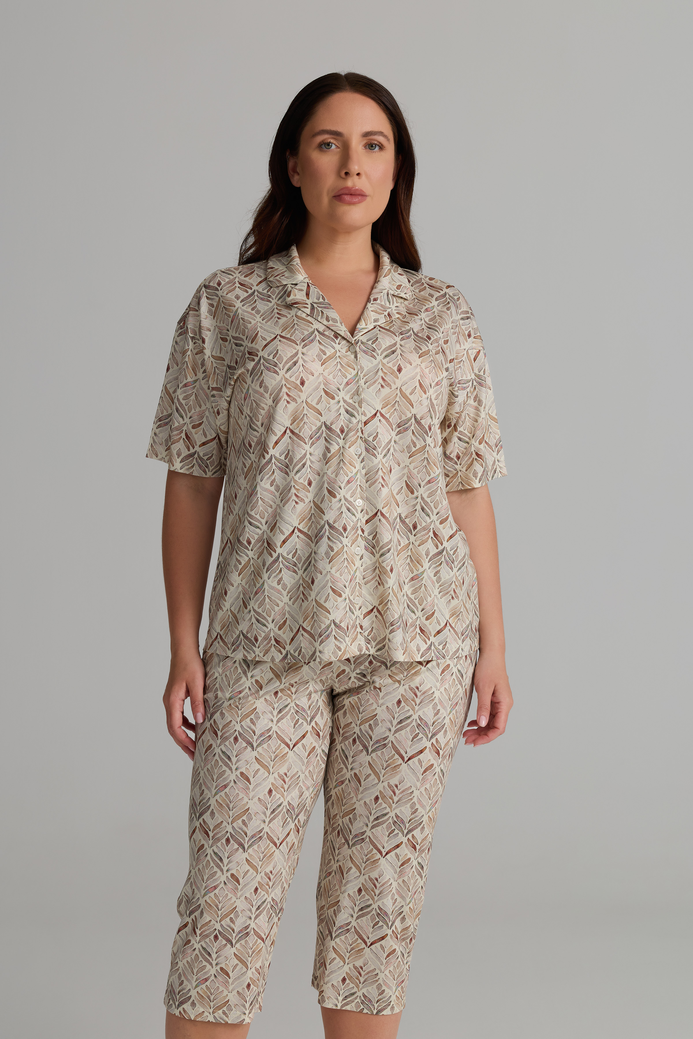 Women's Brown Printed Viscose Pajama Set — view 3