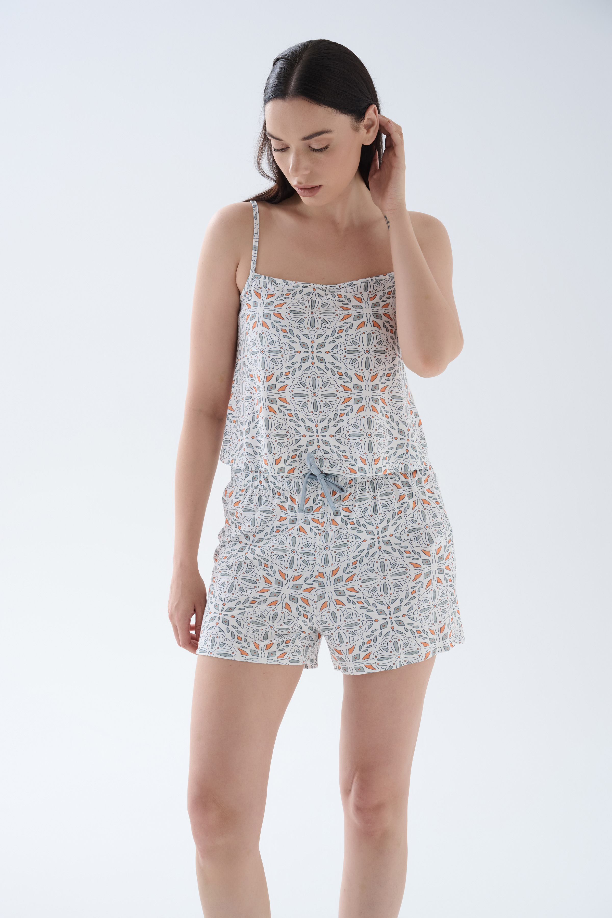 Women's Grey Printed Viscose Pajama Top — view 2