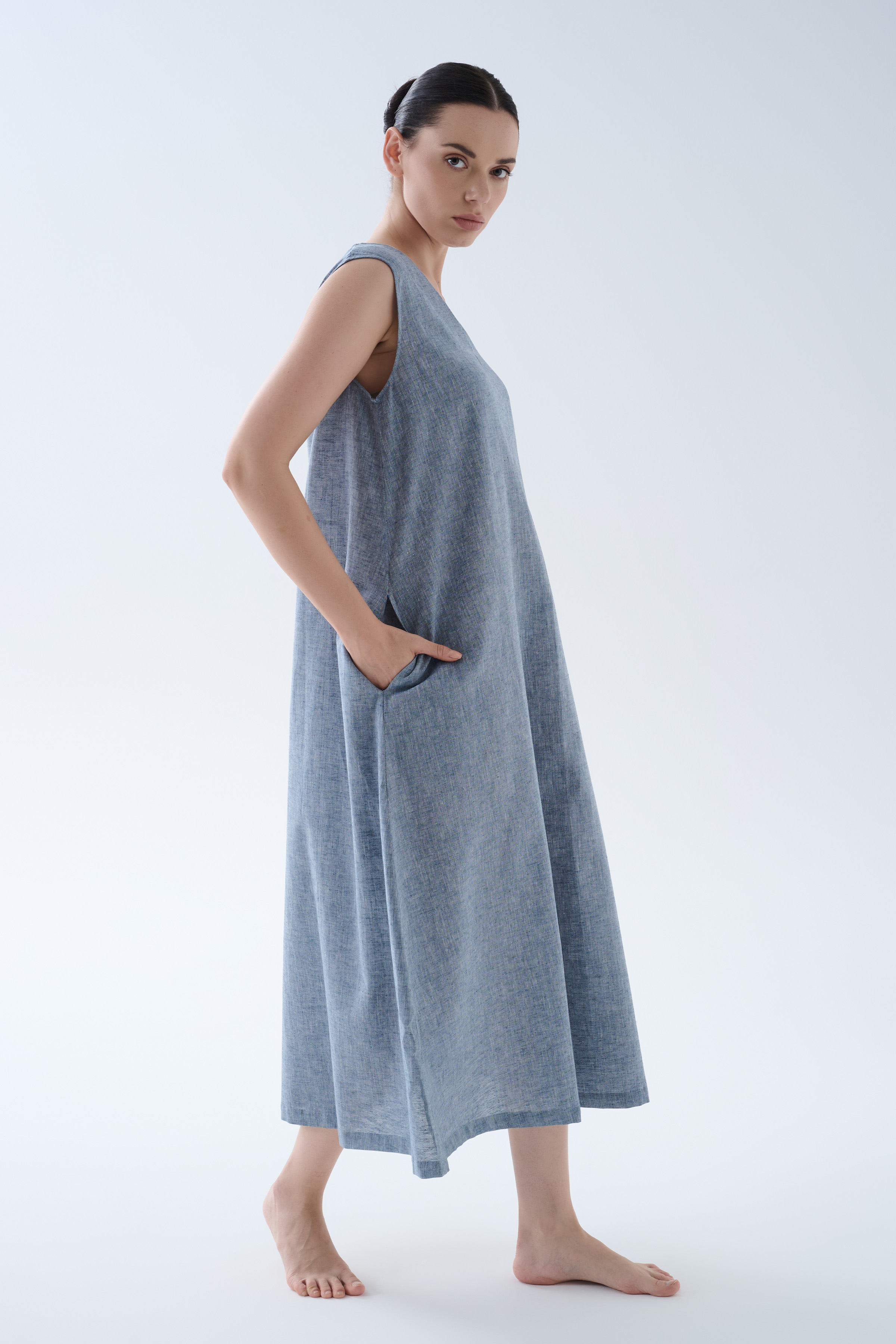 Women's Blue Cotton Dress — view 2