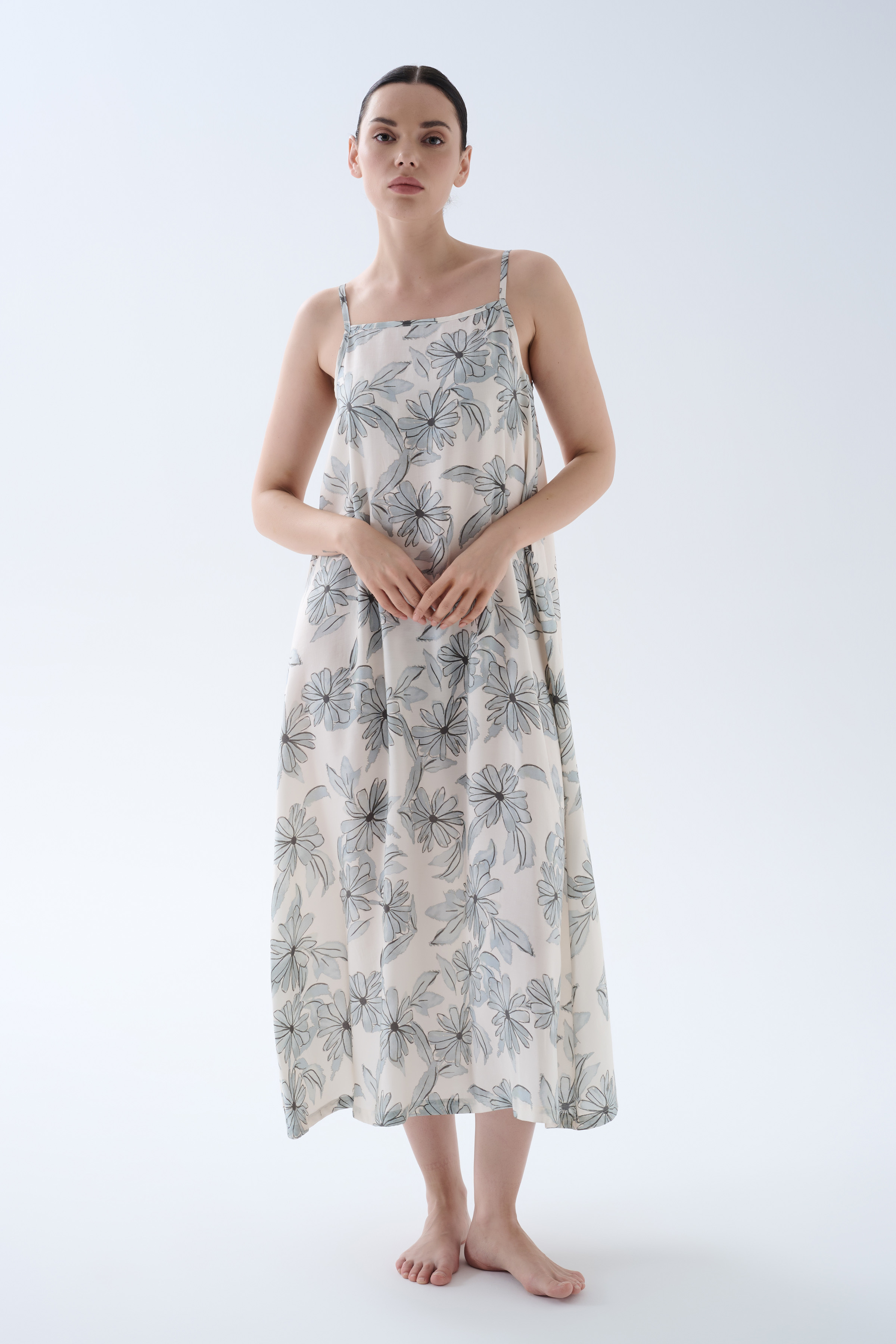 Women's Blue Floral Modal Dress — view 1