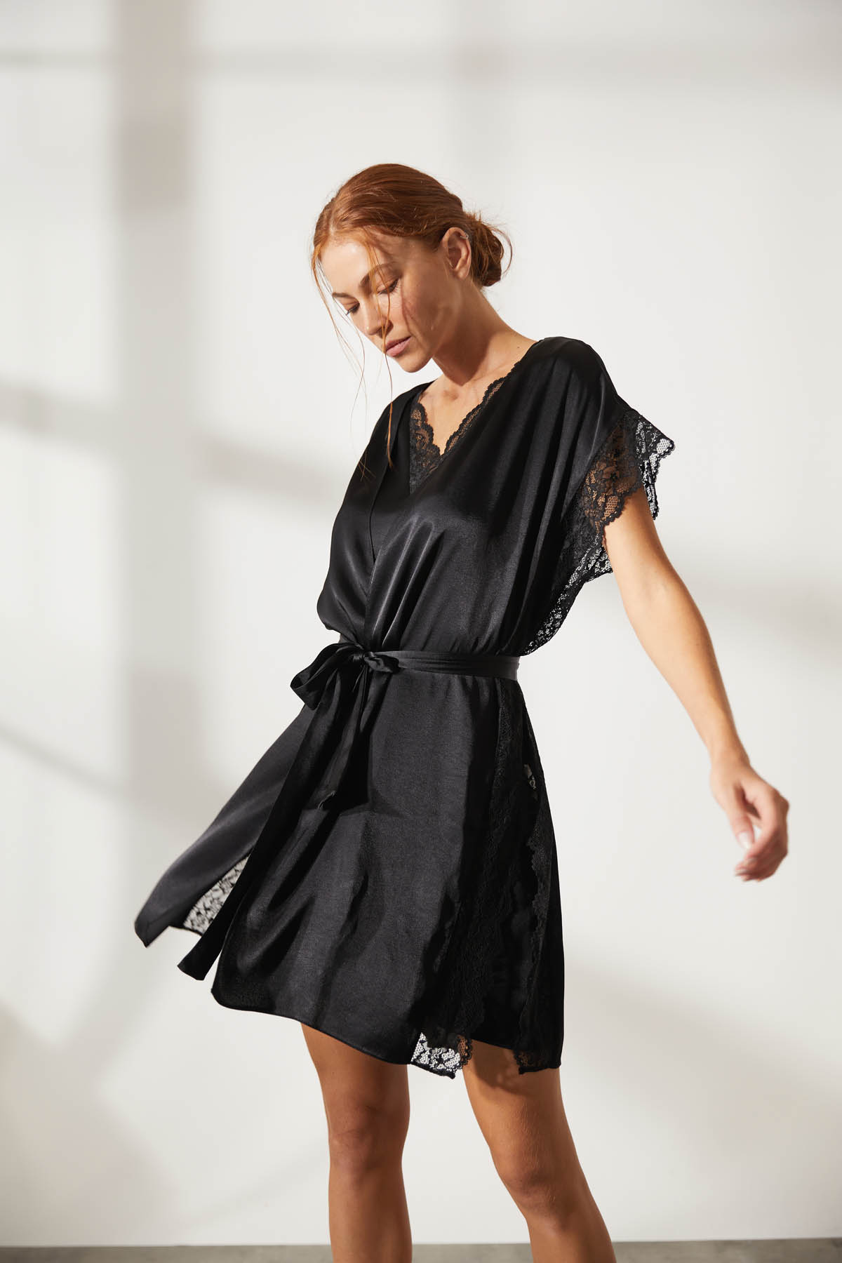 Women's Black Lace Robe — view 1