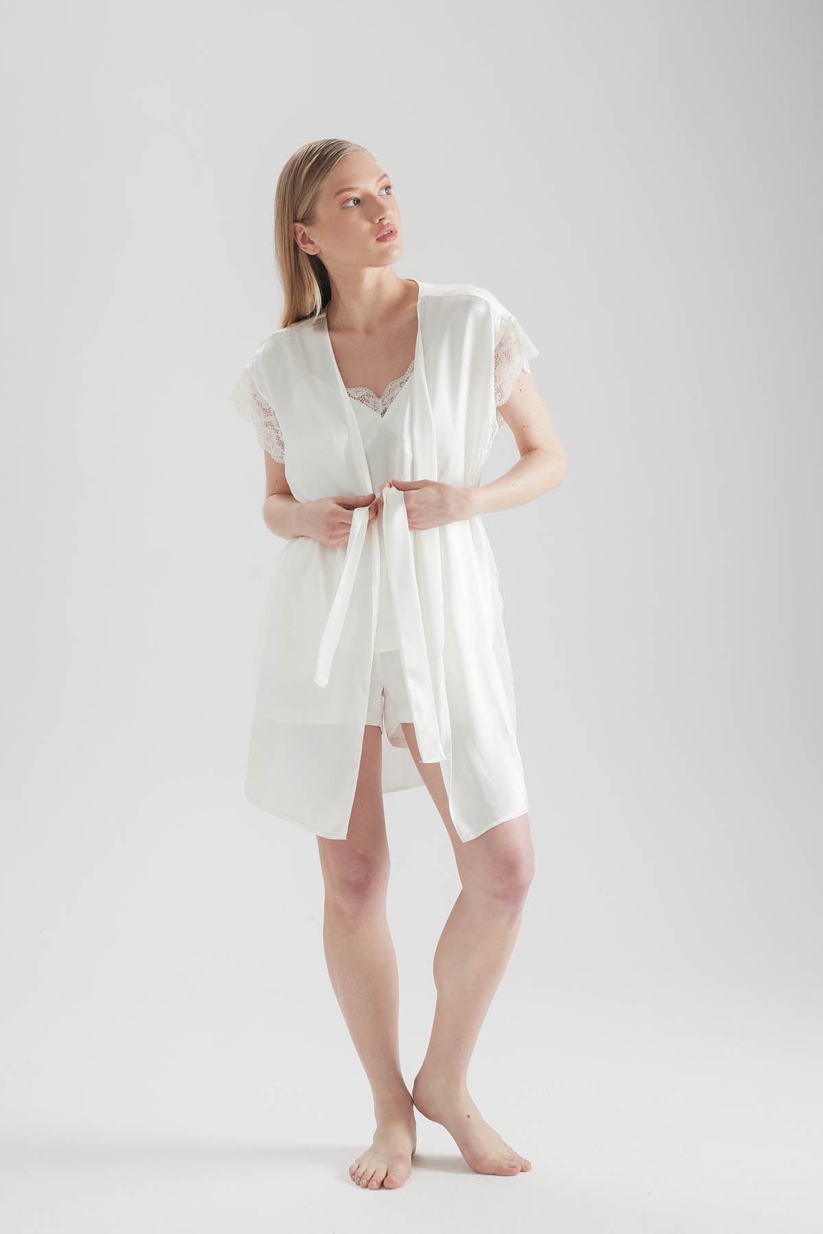 Women's Ecru Lace Robe — view 1