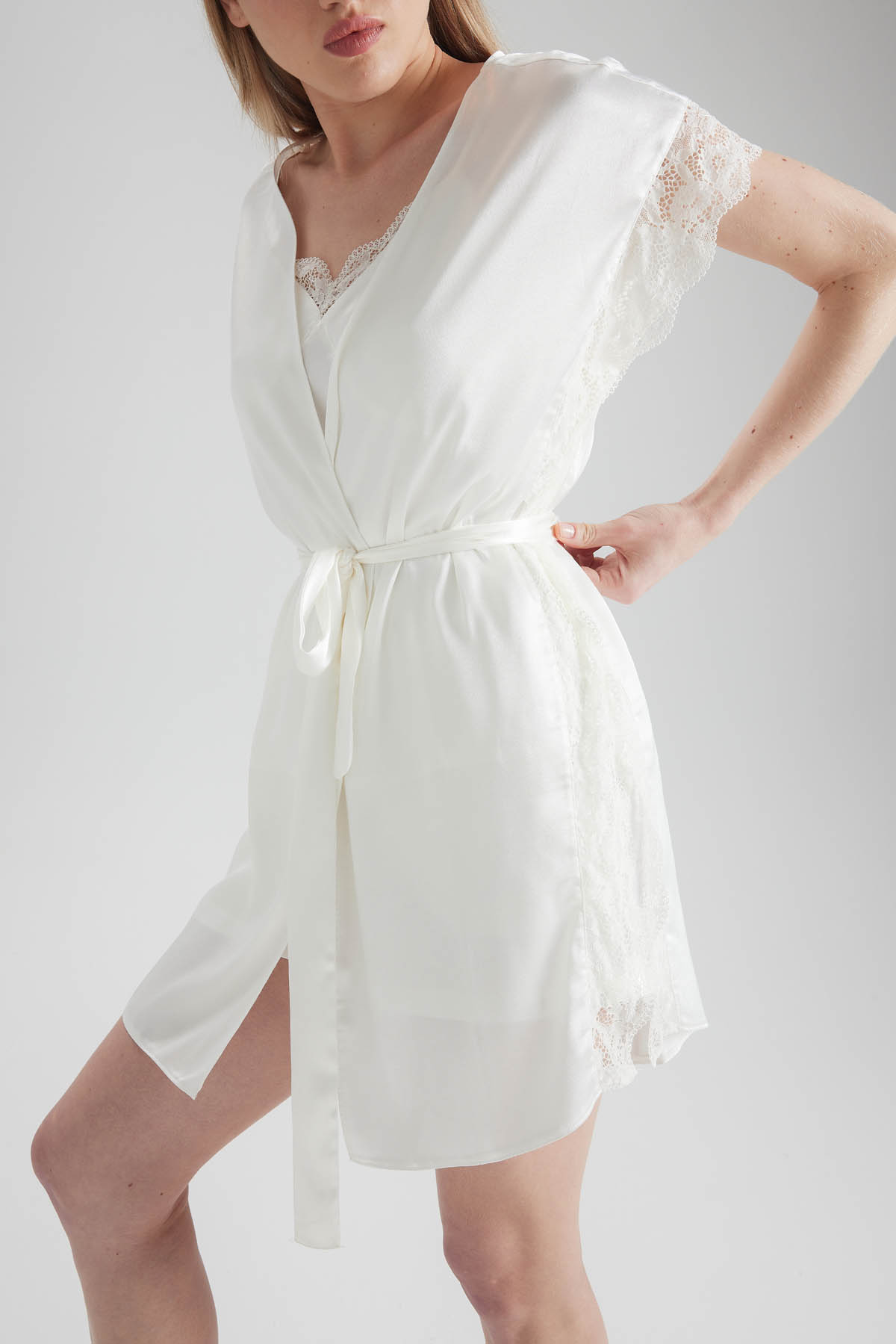 Women's Ecru Lace Robe — view 2