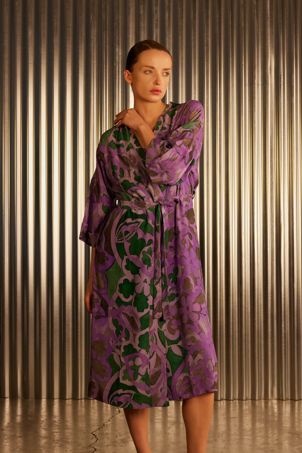 Women's Green Floral Modal Robe — view 1