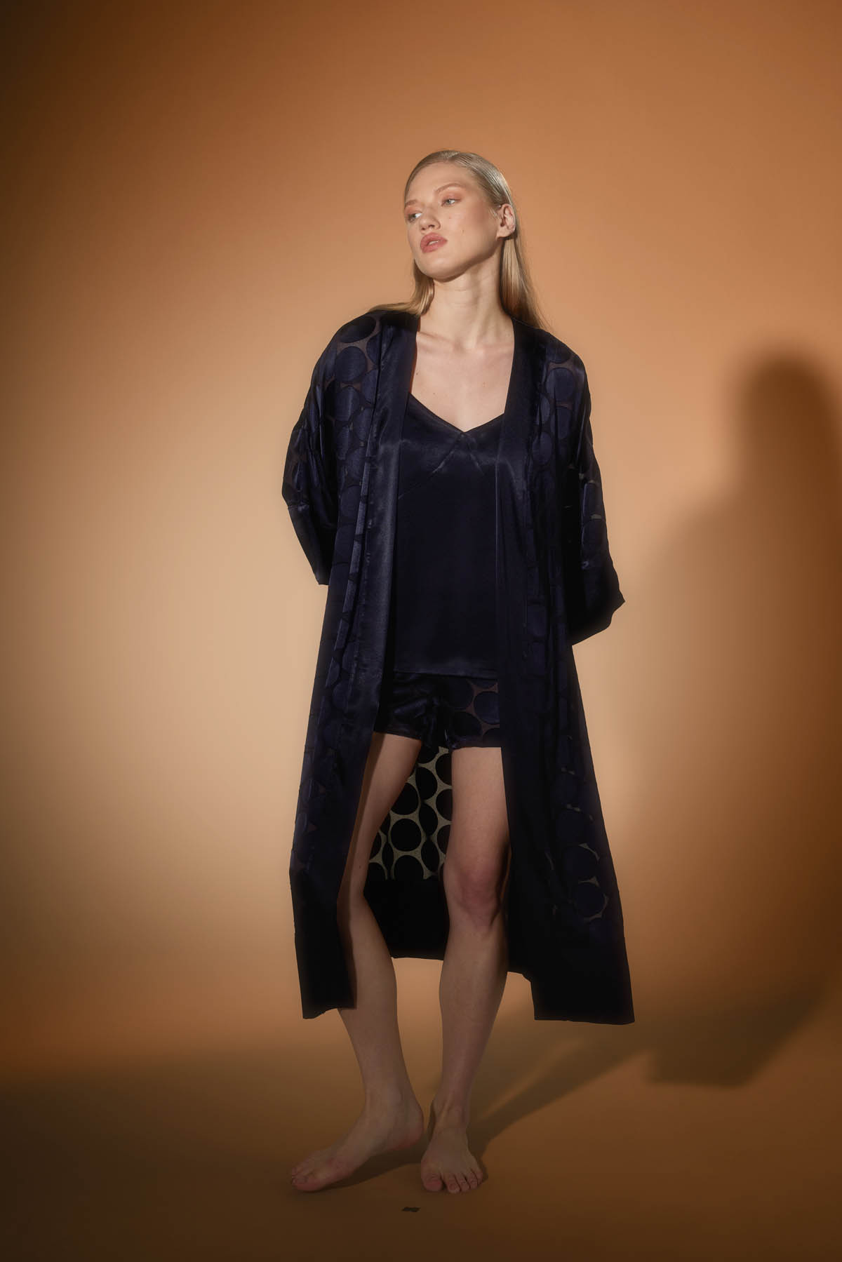 Women's Navy Modal Robe — view 2