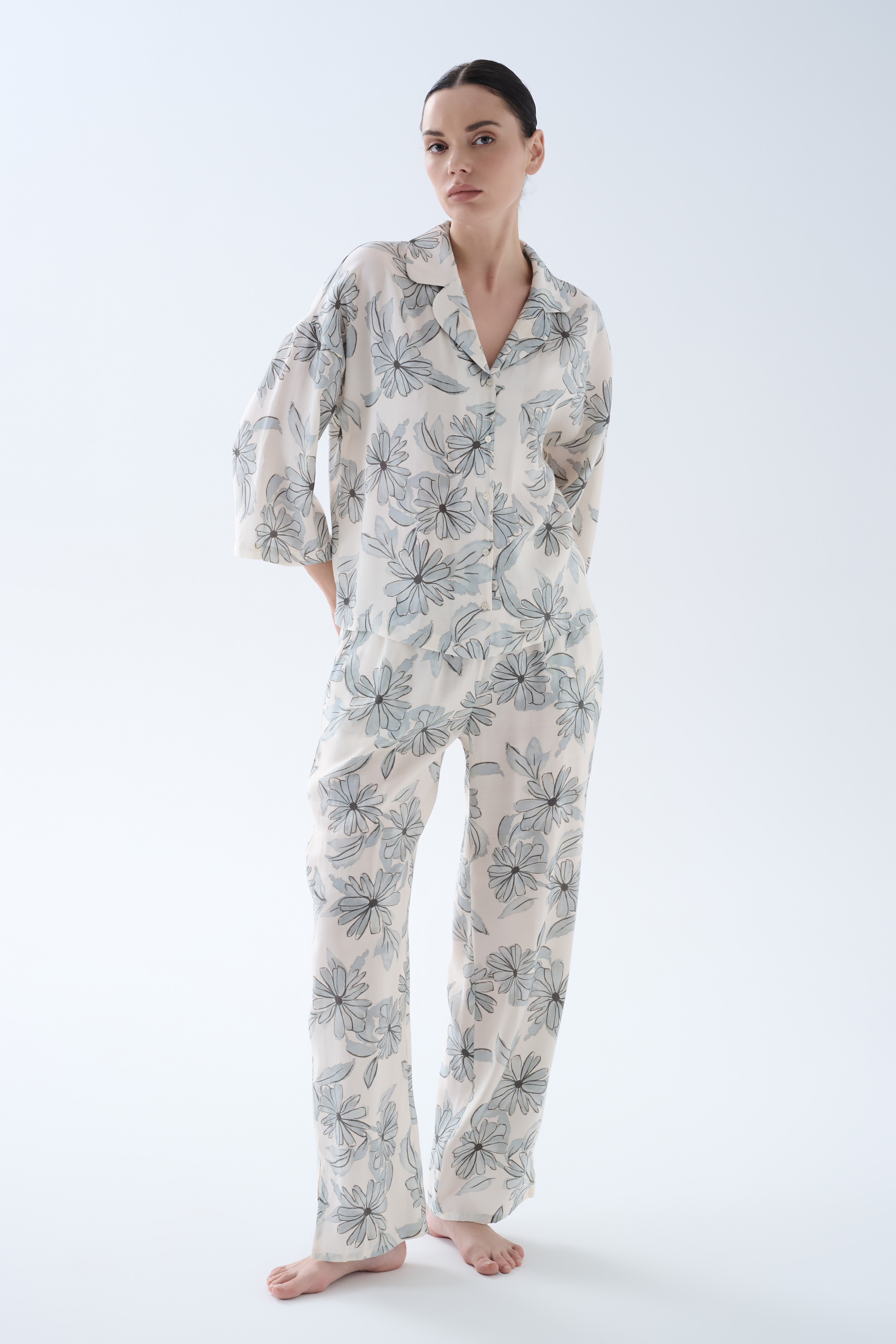 Women's Blue Floral Modal Shirt — view 1