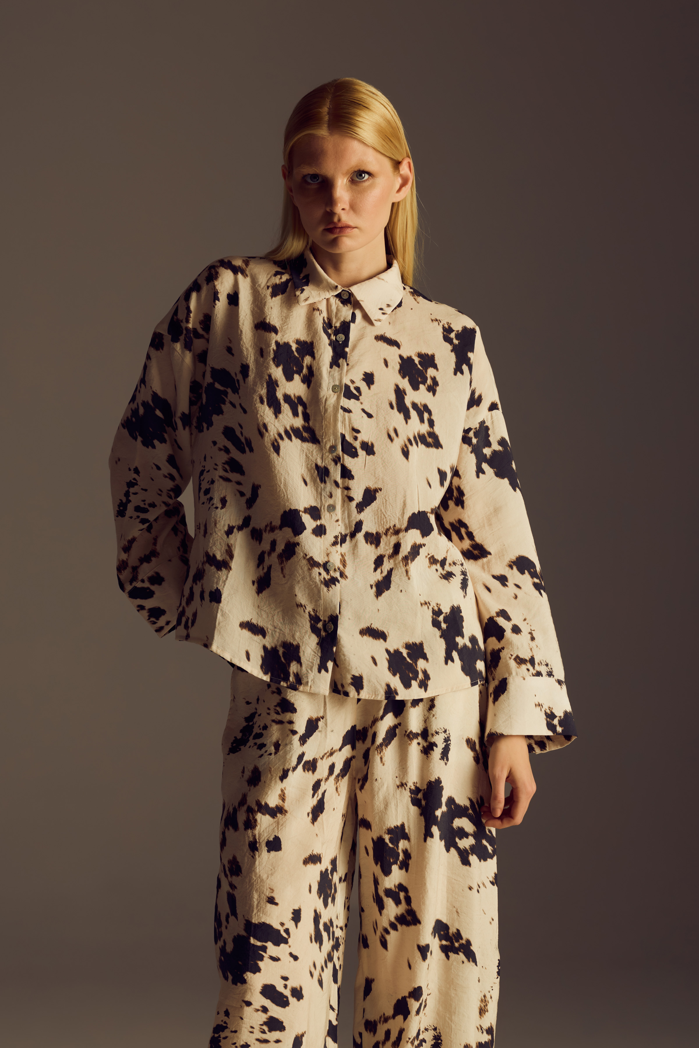 Women's Brown Printed Modal Shirt — view 1