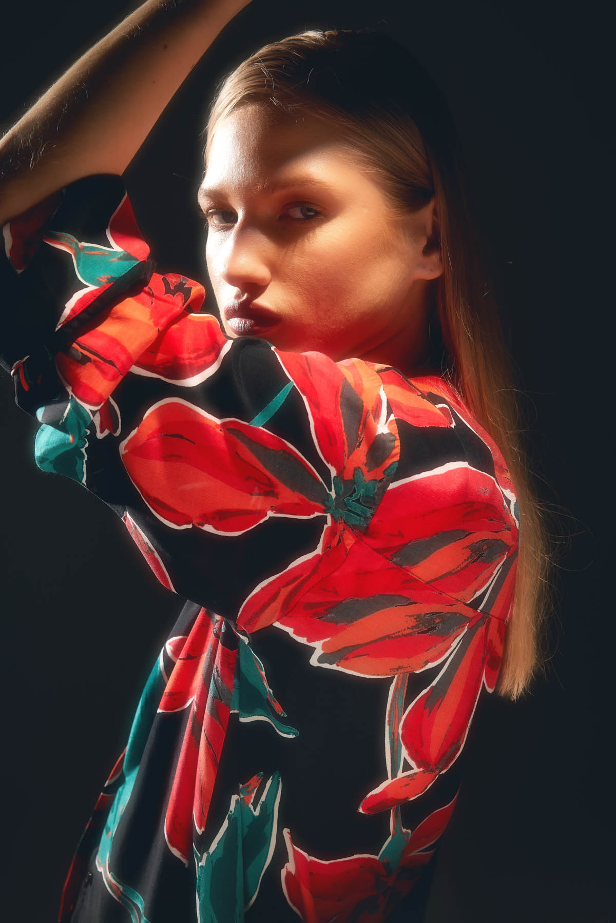 Women's Red Floral Modal Shirt — view 1