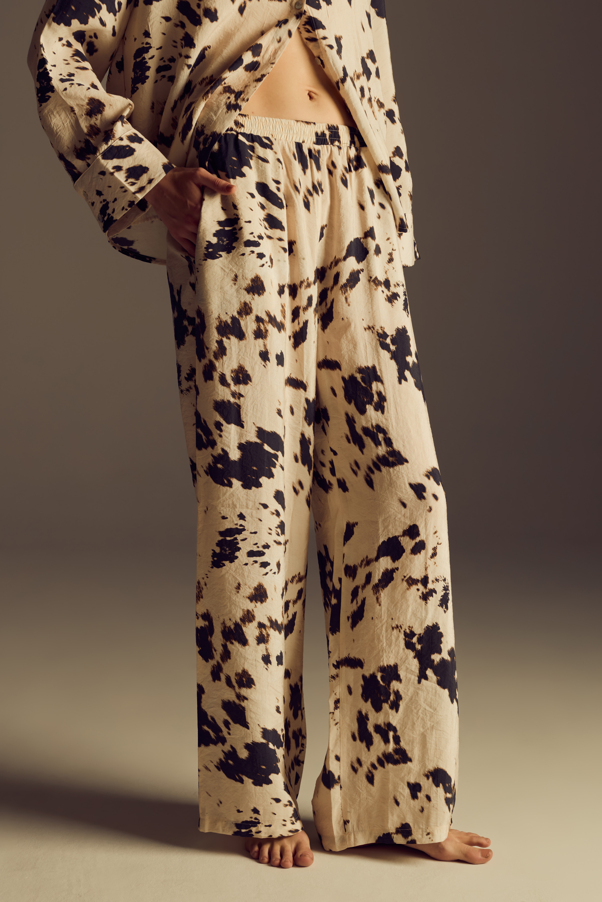 Women's Brown Printed Modal Trousers — view 1