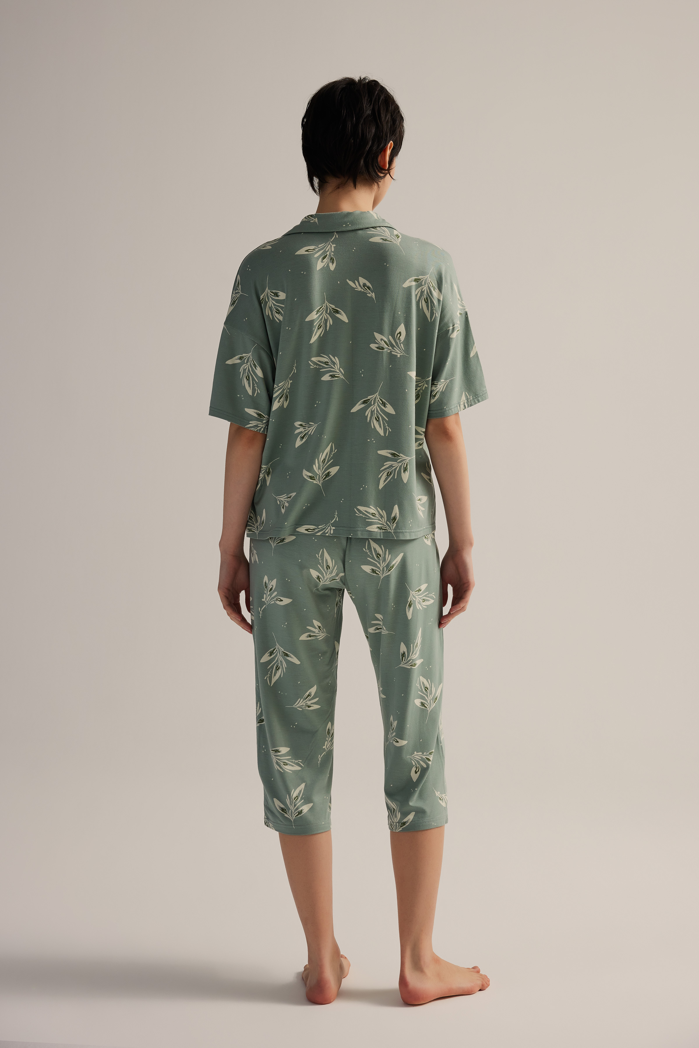 Women's Green Floral Viscose Pajama Bottoms — view 4